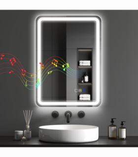 HOMCOM 500 x 700 mm Illuminated Bathroom Mirror with Bluetooth Silver
