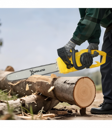 DURHAND Electric Chainsaw Garden Tools, 2000 W, 40 cm Blade for Wood, Yellow
