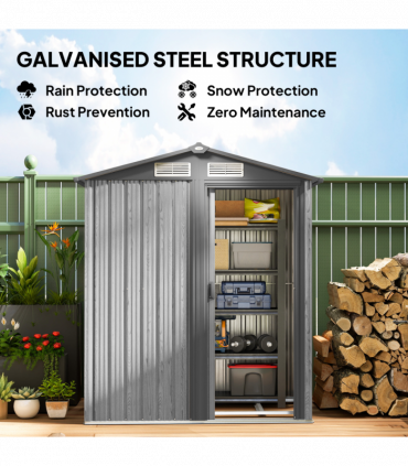 Outsunny 5ft x 4.3ft Outdoor Metal Storage Shed with Sliding Door Sloped Roof