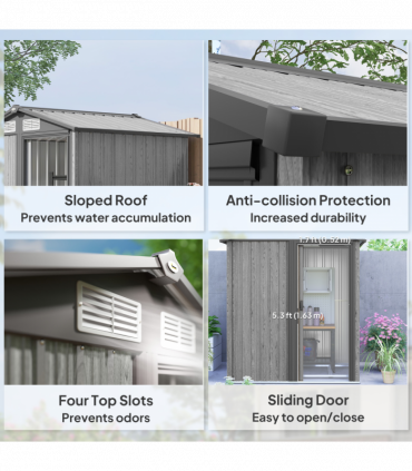 Outsunny 5ft x 4.3ft Outdoor Metal Storage Shed with Sliding Door Sloped Roof