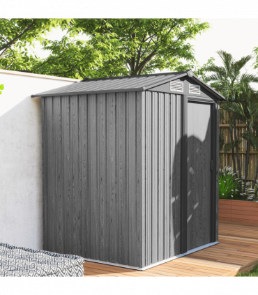 Outsunny 5ft x 4.3ft Outdoor Metal Storage Shed with Sliding Door Sloped Roof