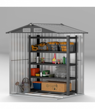 Outsunny 5ft x 4.3ft Outdoor Metal Storage Shed with Sliding Door Sloped Roof