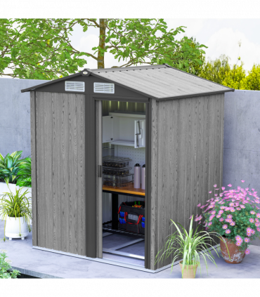 Outsunny 5ft x 4.3ft Outdoor Metal Storage Shed with Sliding Door Sloped Roof