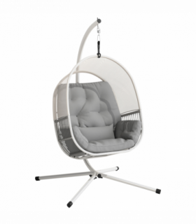 Outsunny Hanging Egg Chair with Stand, Cushions for Garden, Light Grey