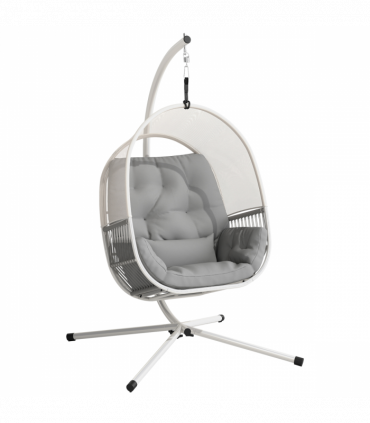 Outsunny Hanging Egg Chair with Stand, Cushions for Garden, Light Grey