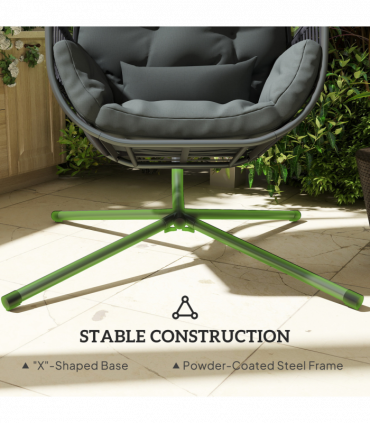 Outsunny Hanging Egg Chair with Stand, Cushions for Garden, Dark Grey