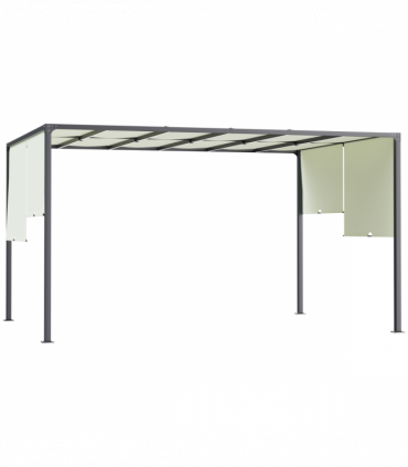 Outsunny 3 x 4m utdoor Garden Pergola with LED Lights Cream White