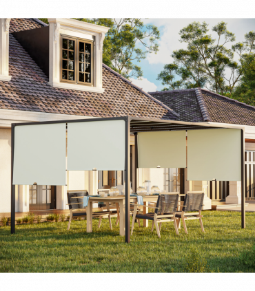 Outsunny 3 x 4m utdoor Garden Pergola with LED Lights Cream White