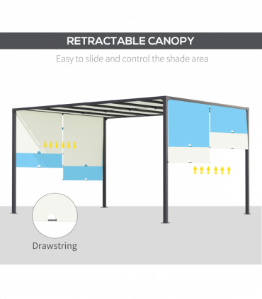 Outsunny 3 x 4m utdoor Garden Pergola with LED Lights Cream White