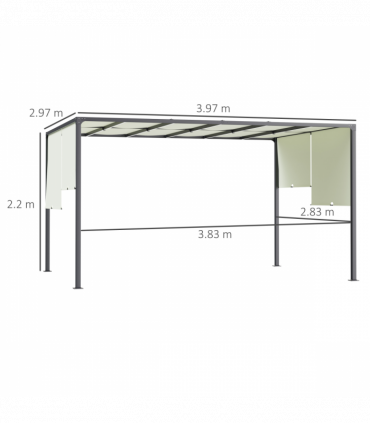 Outsunny 3 x 4m utdoor Garden Pergola with LED Lights Cream White