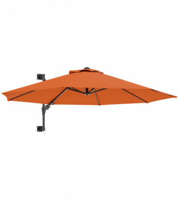 Outsunny Sun Parasol with Vent, Wall Umbrella for Patio, Garden, Orange