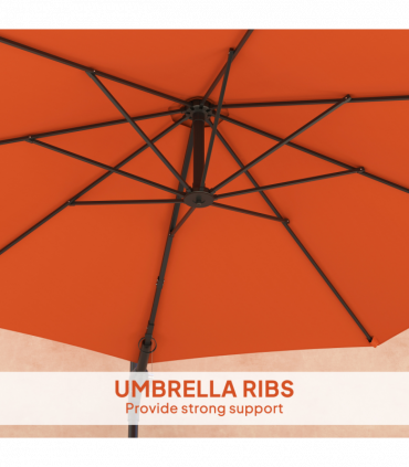Outsunny Sun Parasol with Vent, Wall Umbrella for Patio, Garden, Orange