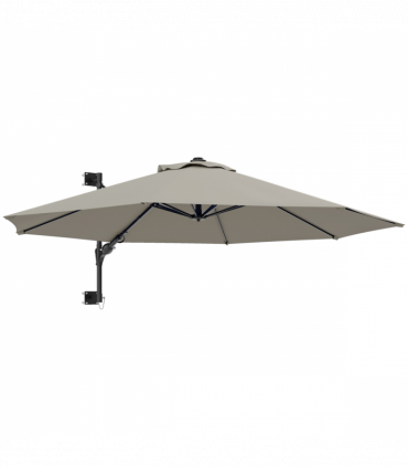 Outsunny Sun Parasol with Vent, Wall Umbrella for Patio, Garden, Pool, Grey