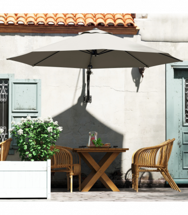 Outsunny Sun Parasol with Vent, Wall Umbrella for Patio, Garden, Pool, Grey