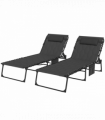 Outsunny 2 Pieces Foldable Sun Lounger Set with Padded Seat, Black
