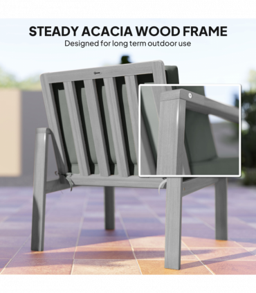 Outsunny 4 Pieces Wooden Garden Furniture Set with Cushions, Light Grey