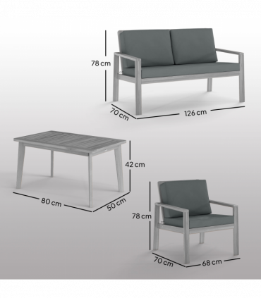 Outsunny 4 Pieces Wooden Garden Furniture Set with Cushions, Light Grey