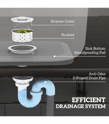 HOMCOM Stainless Steel Utility Sink with Cold and Hot Water Pipe Silver Tone