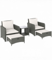 Outsunny Wicker Patio Conversation Set with 2 Armchairs and 6 Cushions Cream