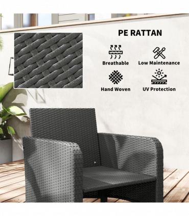 Outsunny Wicker Patio Conversation Set with 2 Armchairs and 6 Cushions Cream