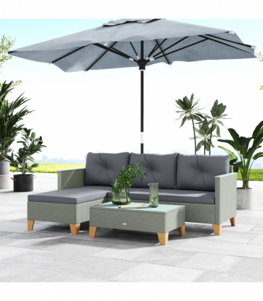 Outsunny L Shaped Garden Conversation Chaise Lounge Furniture, Charcoal Grey