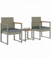Outsunny 3-Piece Rattan Bistro Set with Acacia Wood Table, Grey