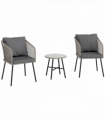 Outsunny 3 Piece Rattan Bistro Set with Cushions, Grey