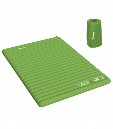 Outsunny Portable Inflatable Camping Bed with Double Mattress Green