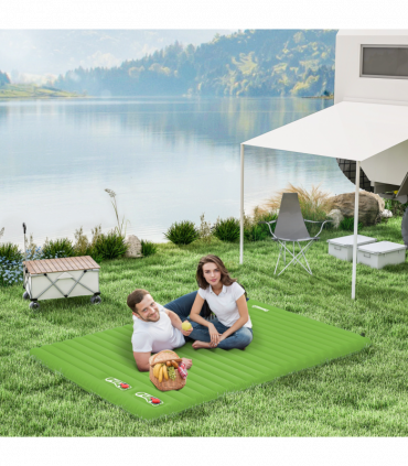 Outsunny Portable Inflatable Camping Bed with Double Mattress Green