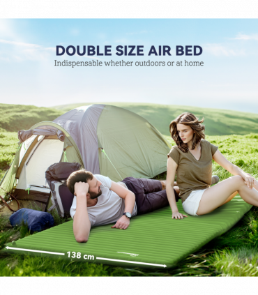 Outsunny Portable Inflatable Camping Bed with Double Mattress Green