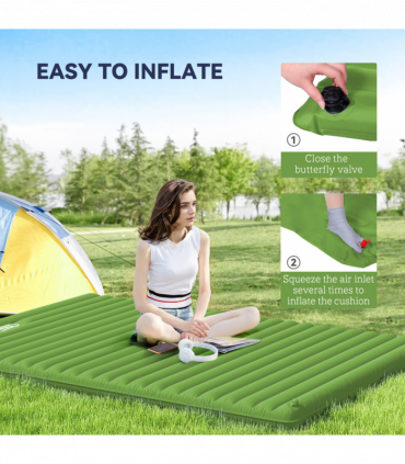 Outsunny Portable Inflatable Camping Bed with Double Mattress Green