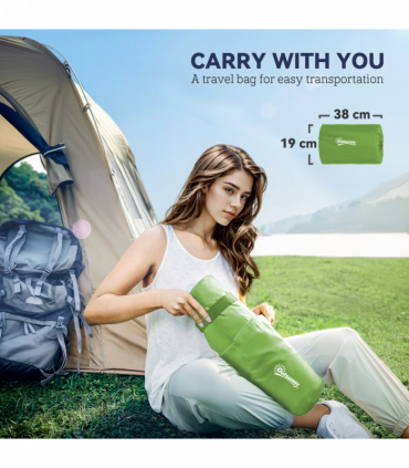 Outsunny Portable Inflatable Camping Bed with Double Mattress Green