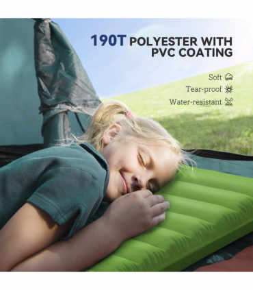 Outsunny Portable Inflatable Camping Bed with Double Mattress Green