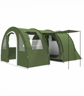 Outsunny 5-6 Man Family Tent Camping Tent with 2 Room and Carry Bag, Green