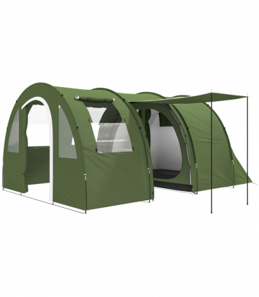 Outsunny 5-6 Man Family Tent Camping Tent with 2 Room and Carry Bag, Green