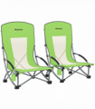 Outsunny Set of 2 Folding Beach Chair, Camping Chair with Carry Bag, Green