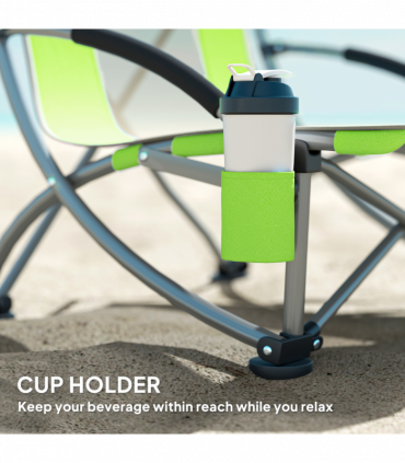 Outsunny Set of 2 Folding Beach Chair, Camping Chair with Carry Bag, Green