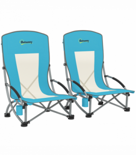 Outsunny Set of 2 Folding Beach Chair, Camping Chair with Carry Bag, Blue