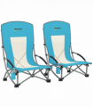Outsunny Set of 2 Folding Beach Chair, Camping Chair with Carry Bag, Blue