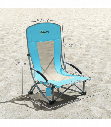 Outsunny Set of 2 Folding Beach Chair, Camping Chair with Carry Bag, Blue