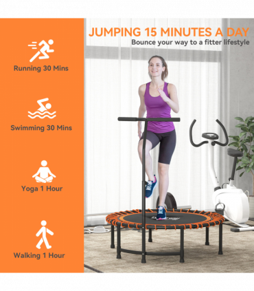 HOMCOM Trampoline Outdoor Bouncer Jumper Adjustable Handle, Orange