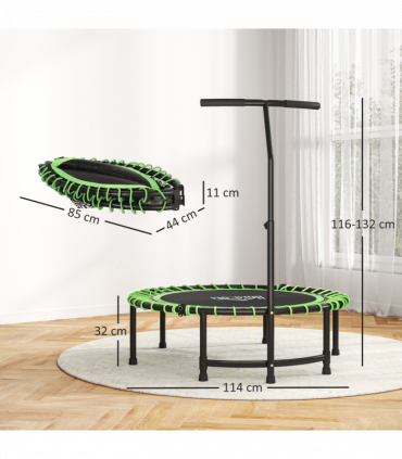 HOMCOM Trampoline Outdoor Bouncer Jumper Adjustable Handle, Green