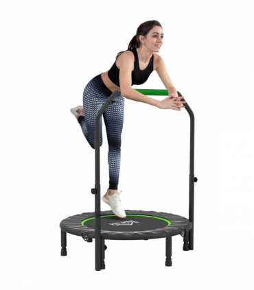 HOMCOM 40" Foldable Mini Fitness Trampoline w/ Foam Handle, Green