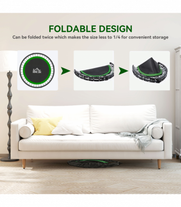 HOMCOM 40" Foldable Mini Fitness Trampoline w/ Foam Handle, Green