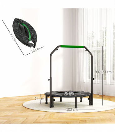 HOMCOM 40" Foldable Mini Fitness Trampoline w/ Foam Handle, Green