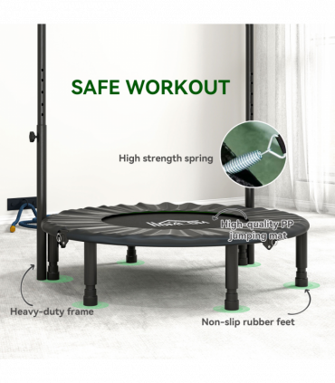 HOMCOM 40" Foldable Mini Fitness Trampoline w/ Foam Handle, Green