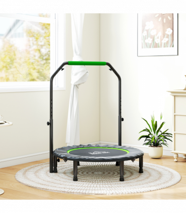 HOMCOM 40" Foldable Mini Fitness Trampoline w/ Foam Handle, Green