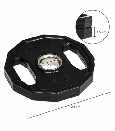 SPORTNOW Olympic Weight Plates Set with 2"/5cm Holes for Home Gym, 2 x 5kg