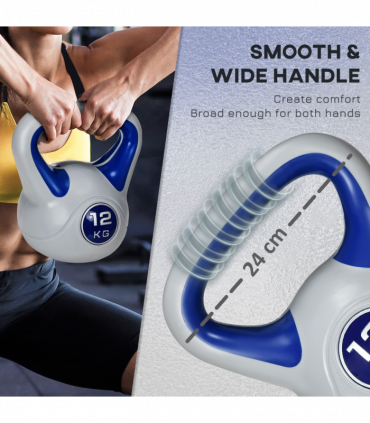 SPORTNOW 12kg Kettle Bell with Handle for Home Gym, Dark Blue and Grey