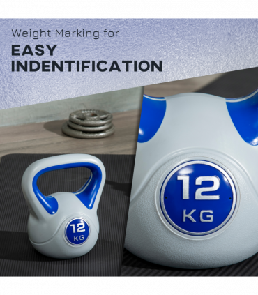 SPORTNOW 12kg Kettle Bell with Handle for Home Gym, Dark Blue and Grey